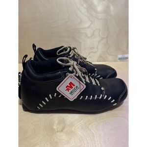 Mecca Alfalfa Mens 11.5 Black Leather Whipstitch Low Top Sneakers Y2K Streetwear